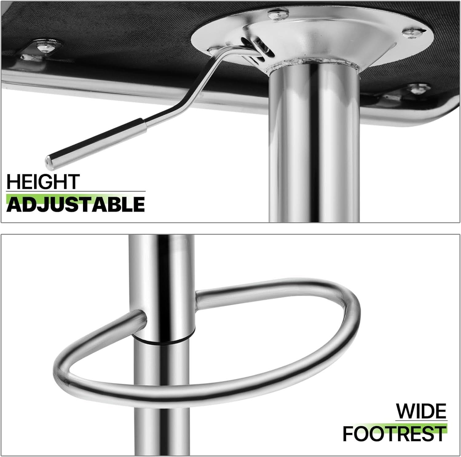 Bar Stools Set of 2 Adjustable Swivel Black Counter Height