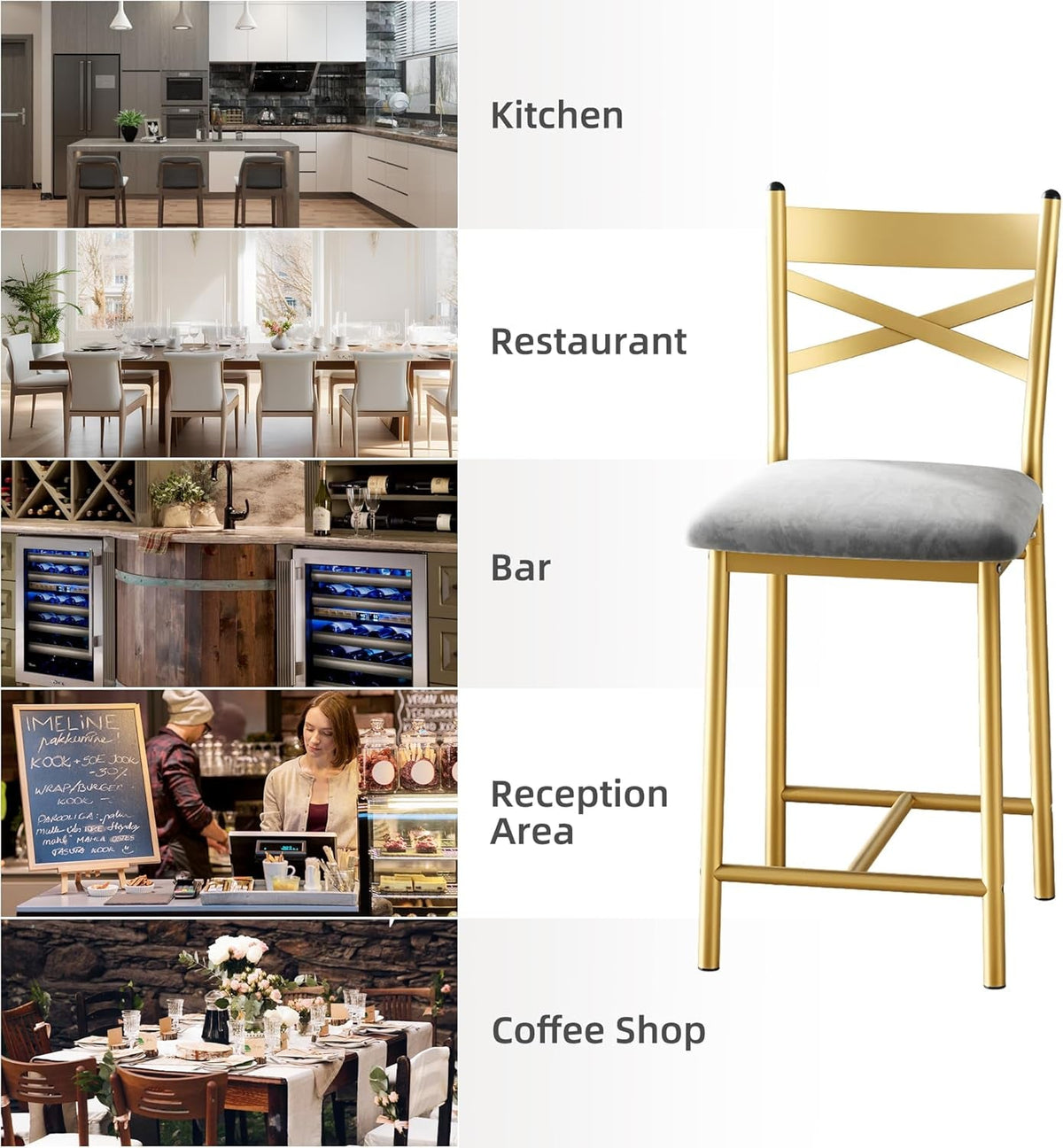 Bar Stools Set of 4 Upholstered Counter Height Chairs