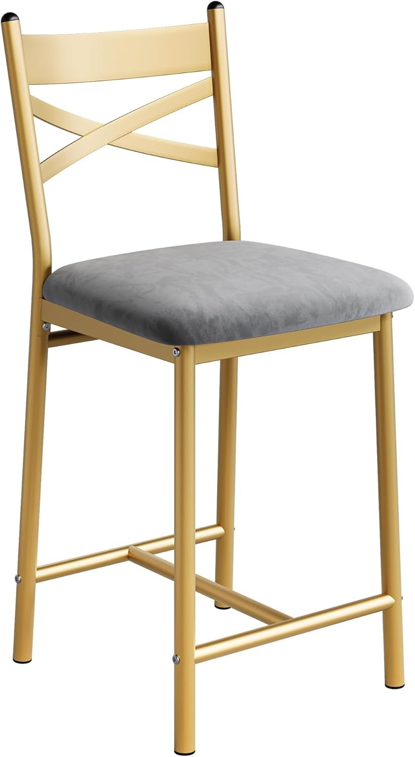 Bar Stools Set of 4 Upholstered Counter Height Chairs