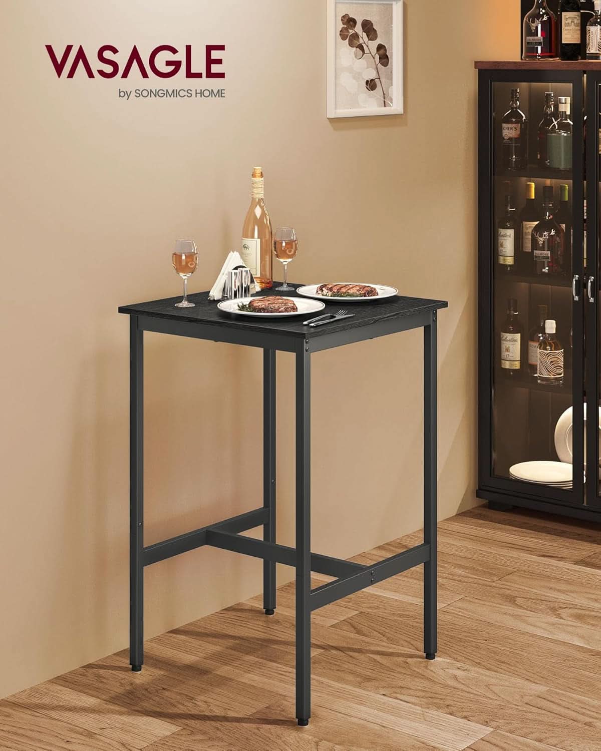 Bar Table 23.6Inch Ebony Black Industrial Grade Durable
