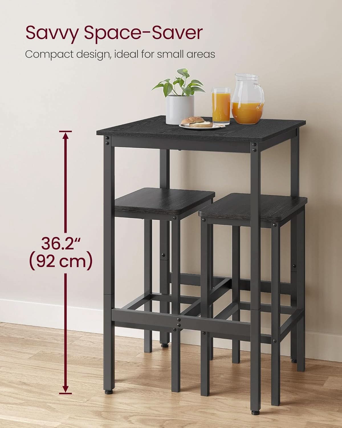 Bar Table 23.6Inch Ebony Black Industrial Grade Durable