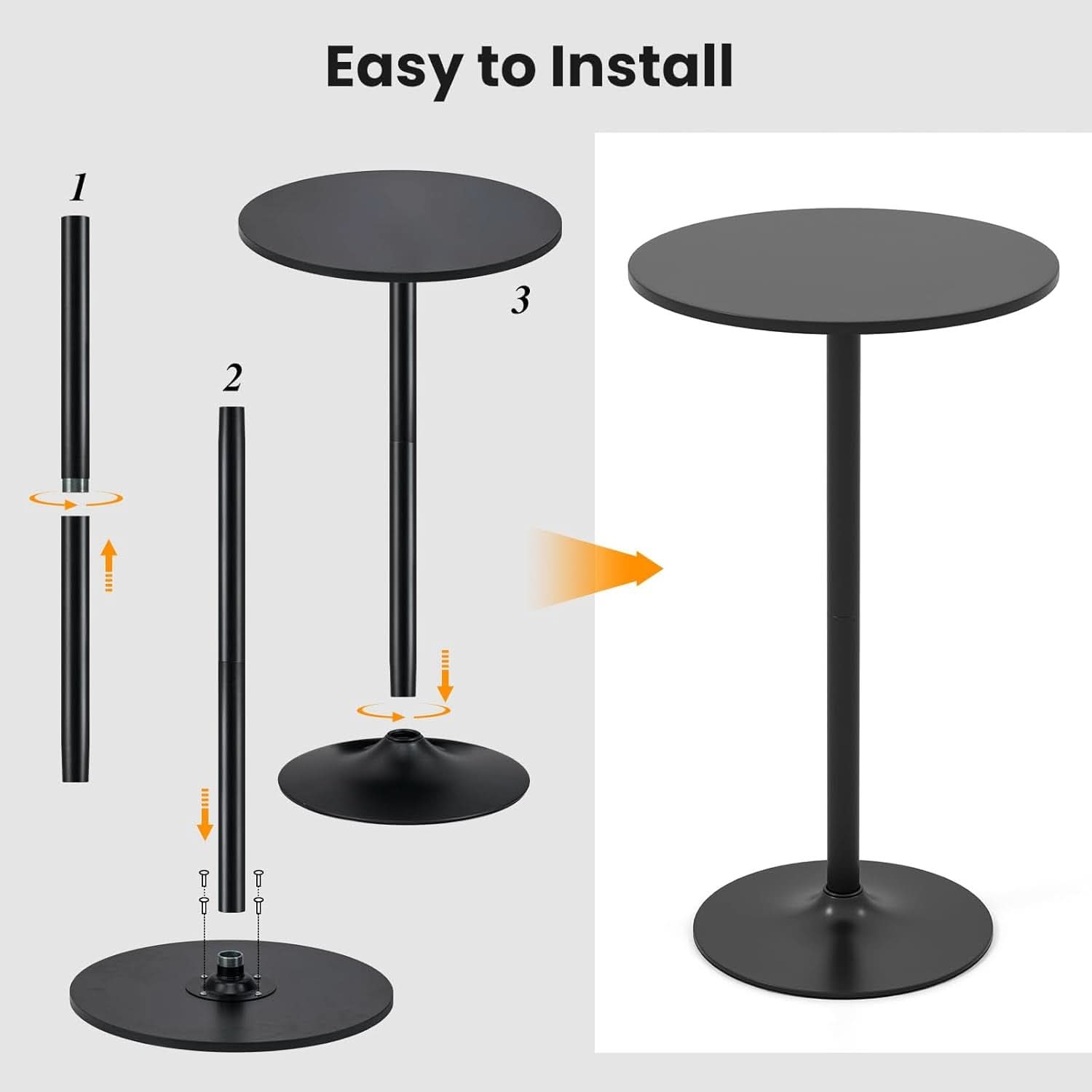 Bar Table Convertible Height Twenty Four Inch RoundTop Surface