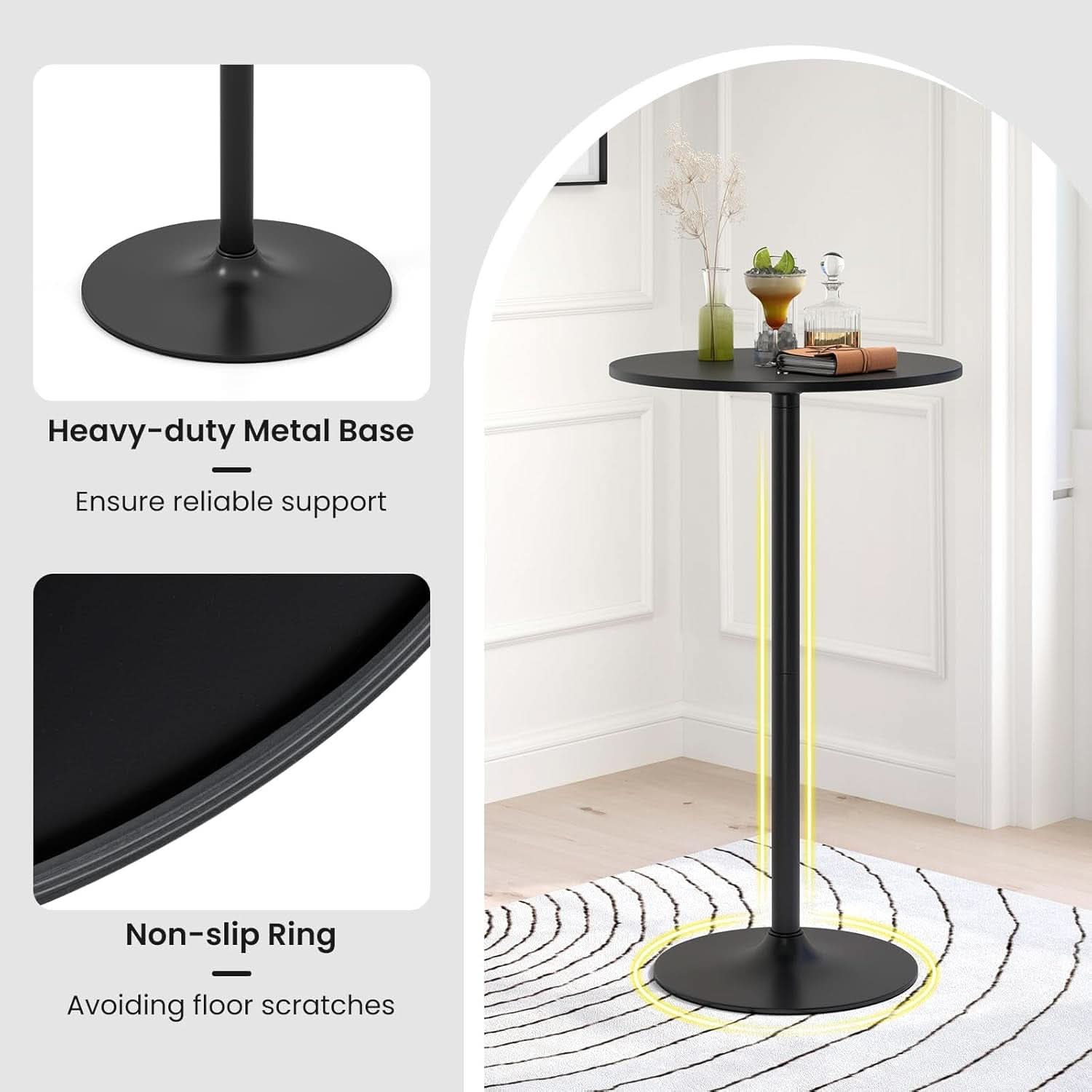 Bar Table Convertible Height Twenty Four Inch RoundTop Surface