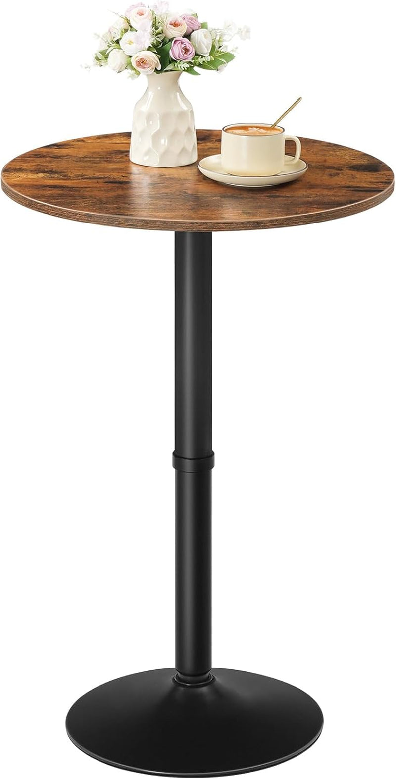 Bar Table Round 35 Inch Tall Weathered Walnut Finish