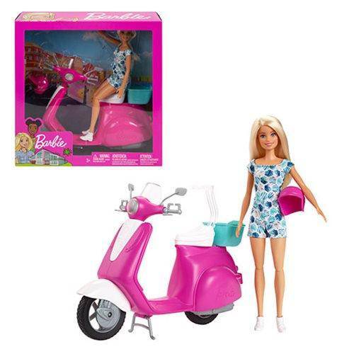Barbie Doll and Scooter Set with Puppy & Travel Accessories for Kids