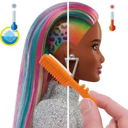 Barbie Leopard Rainbow Hair Doll with Color-Changing Hair for Kids 3+