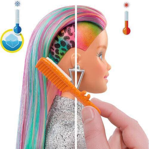 Barbie Leopard Rainbow Hair Doll with Surprise Print for Kids 3+