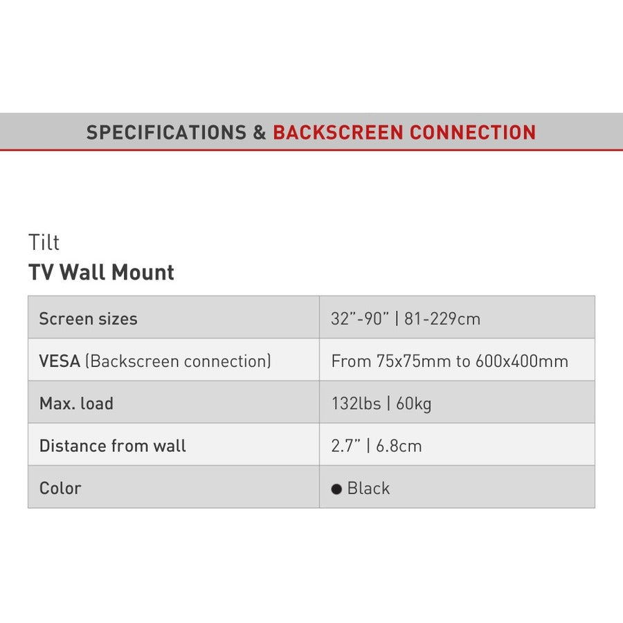 Barkan E410+ Wall Mount for TV - Black E410+.B