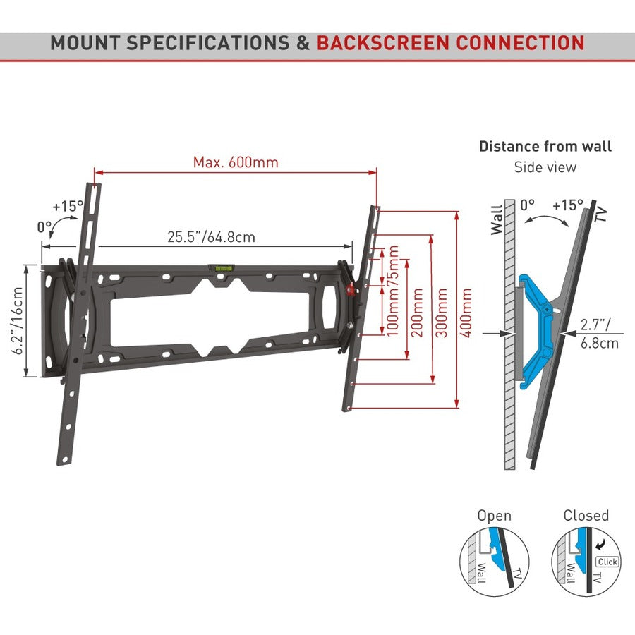 Barkan E410+ Wall Mount for TV - Black E410+.B