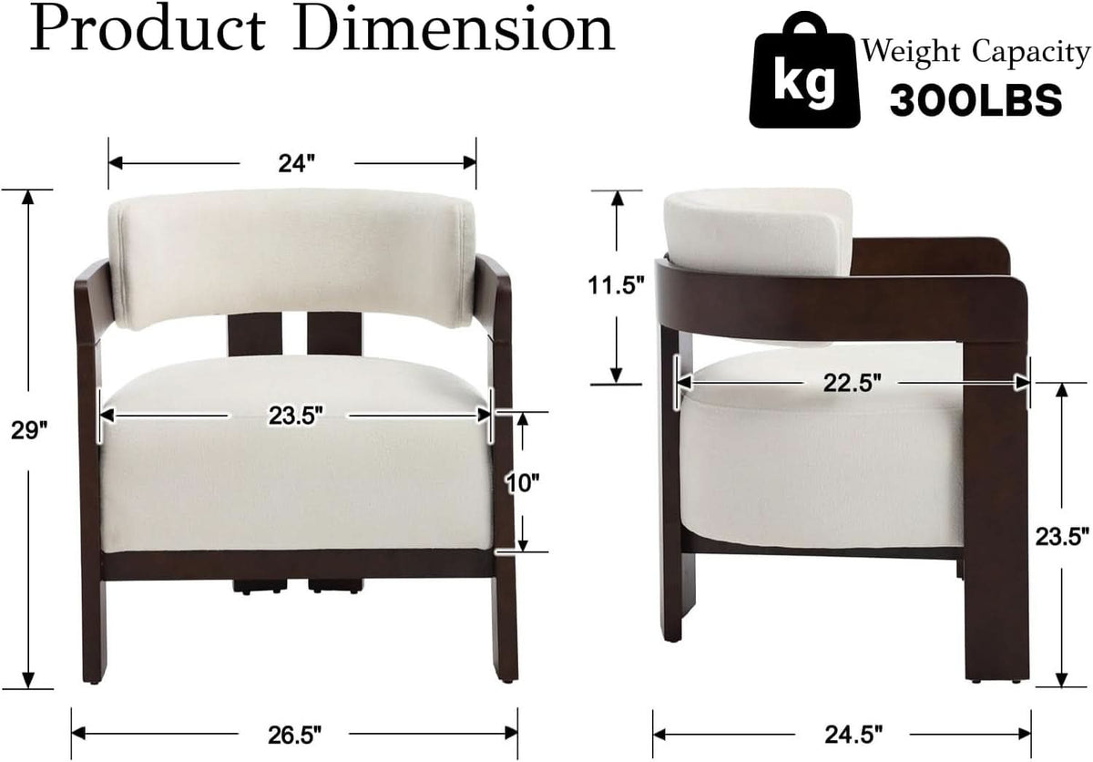 Barrel Accent Chairs White Upholstered Pair Lounge