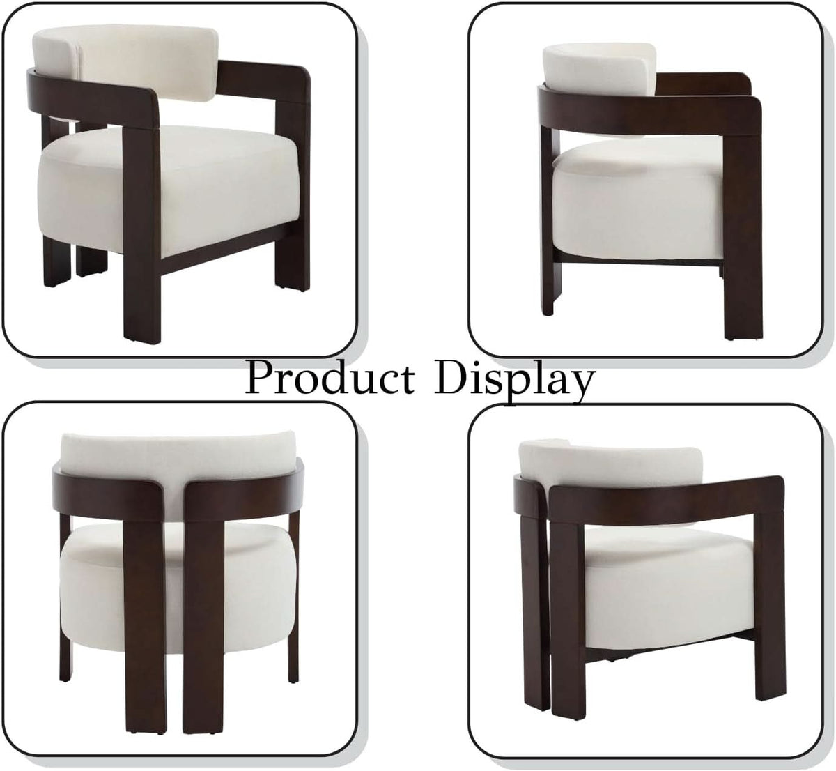Barrel Accent Chairs White Upholstered Pair Lounge