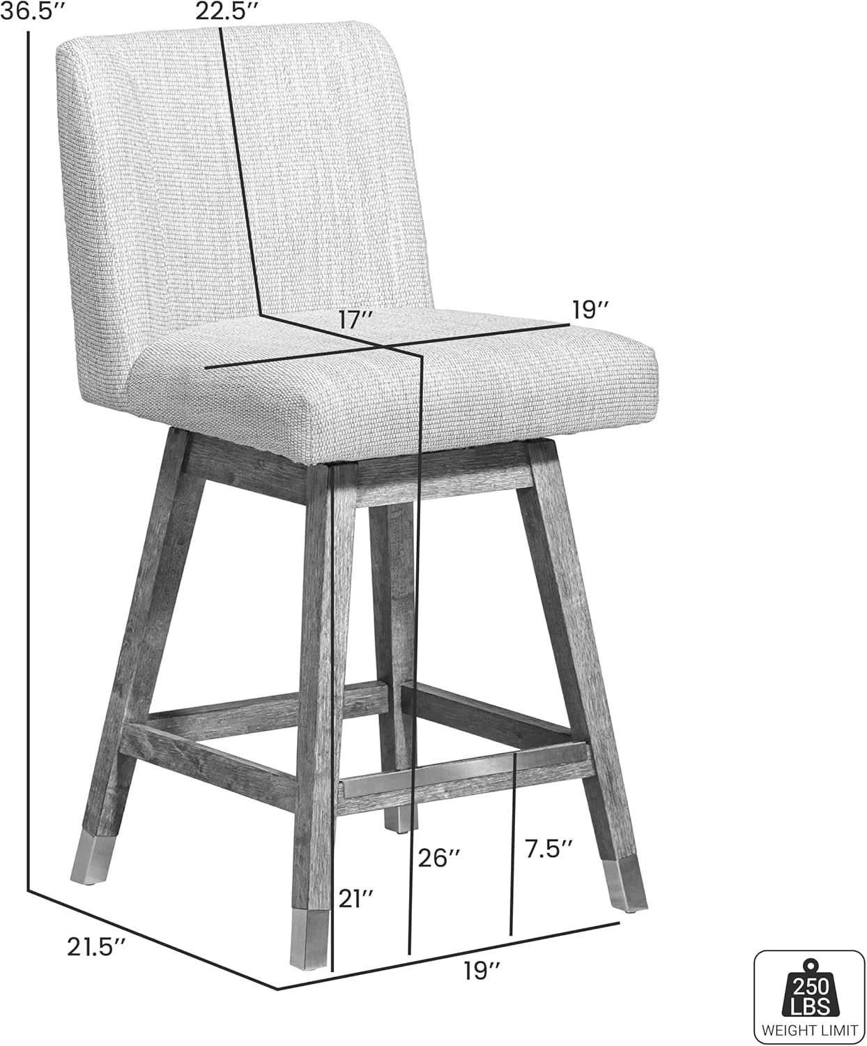 Basila 26 Inch Seat Height Swivel Bar Stool Taupe Fabric