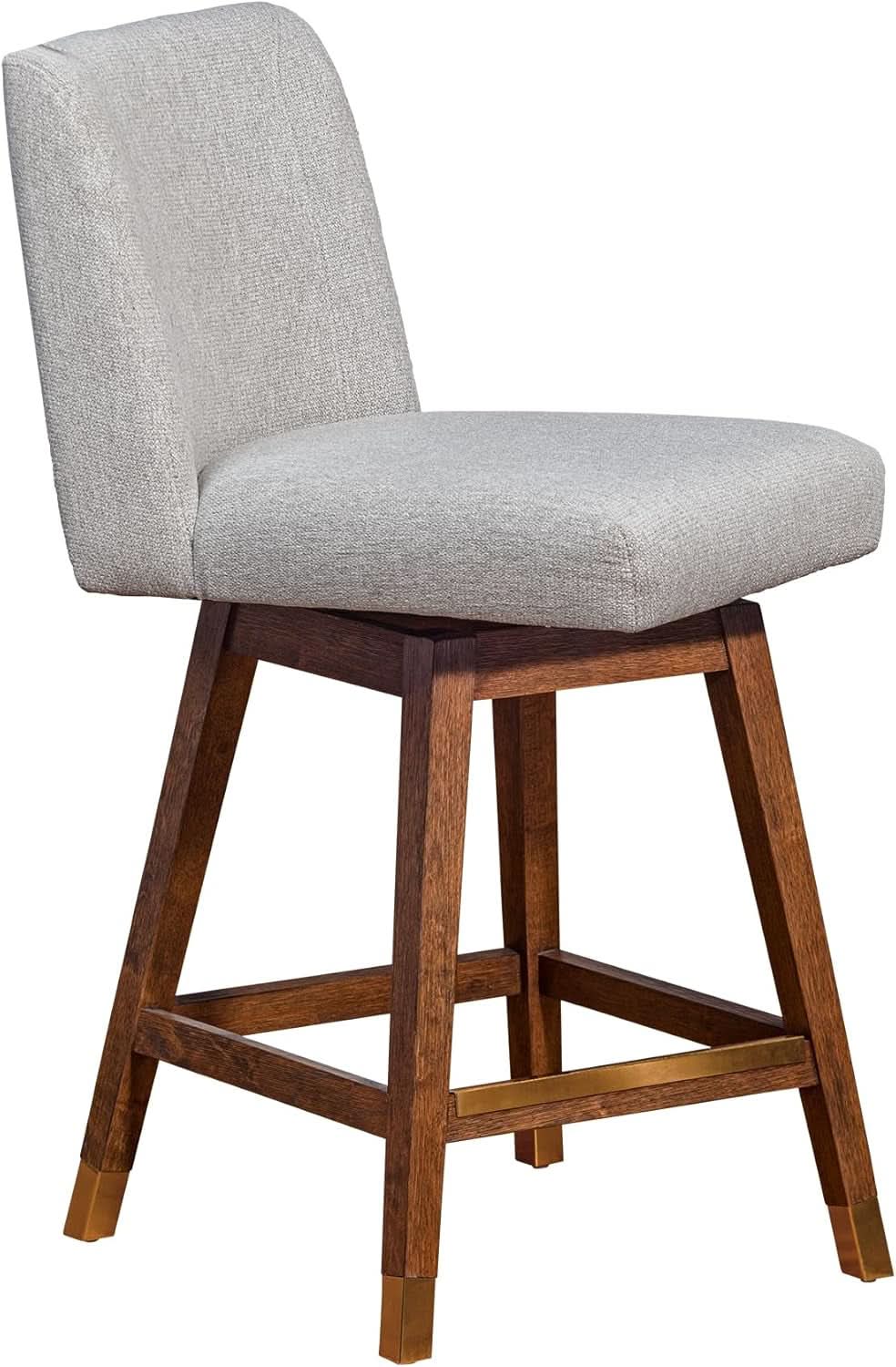 Basila 26 Inch Seat Height Swivel Bar Stool Taupe Fabric