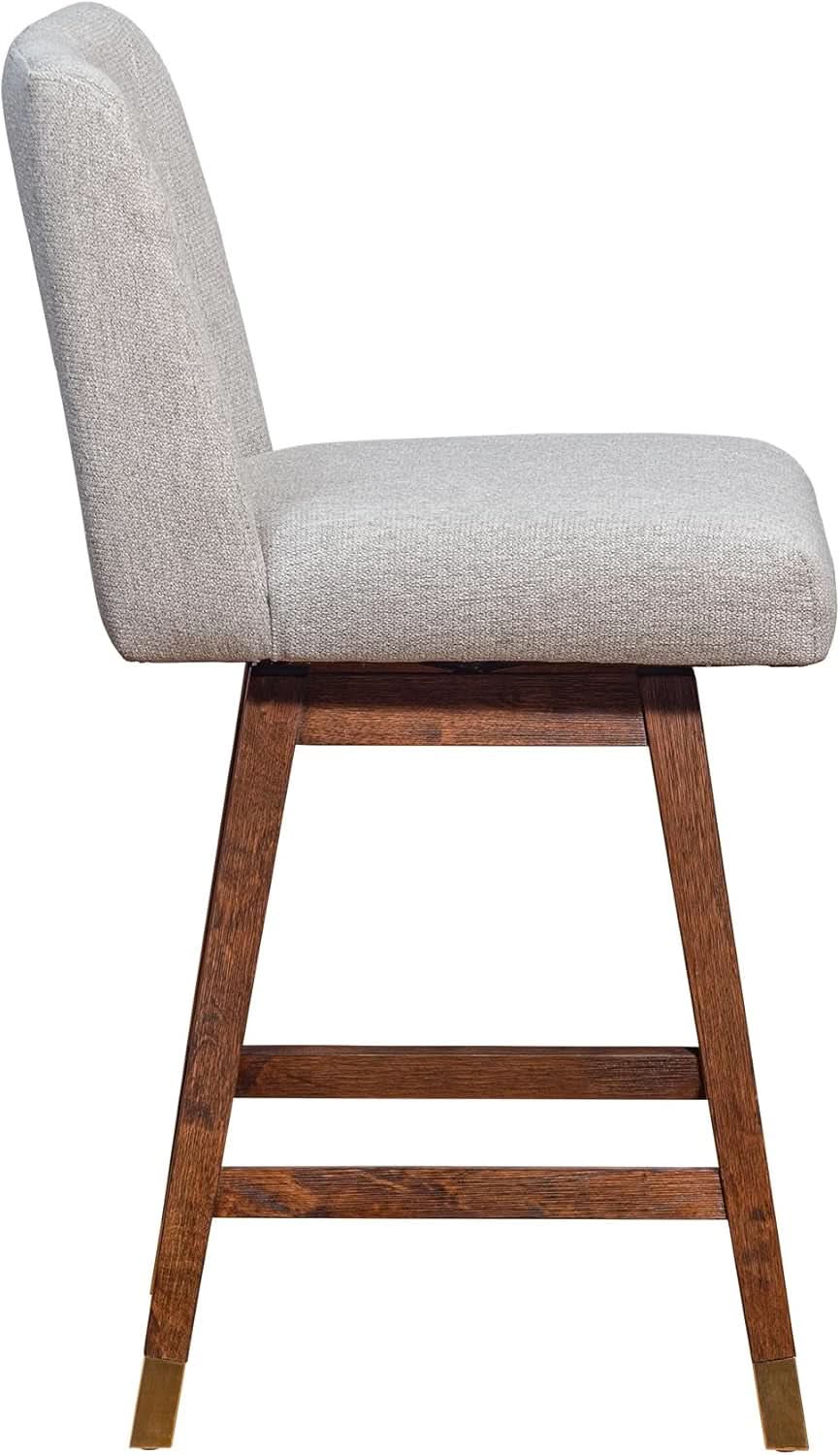 Basila 26 Inch Seat Height Swivel Bar Stool Taupe Fabric