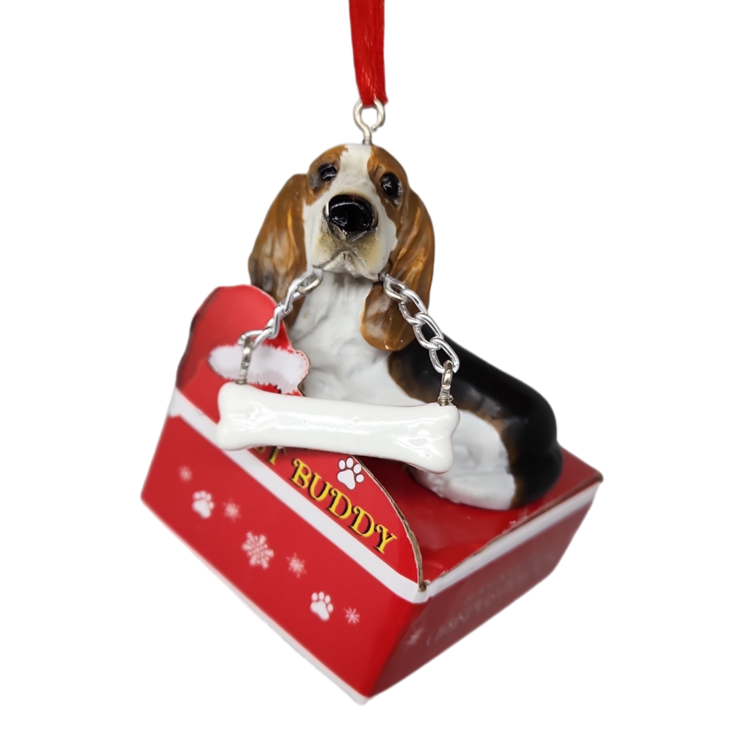 Basset Hound with Bone Ornament
