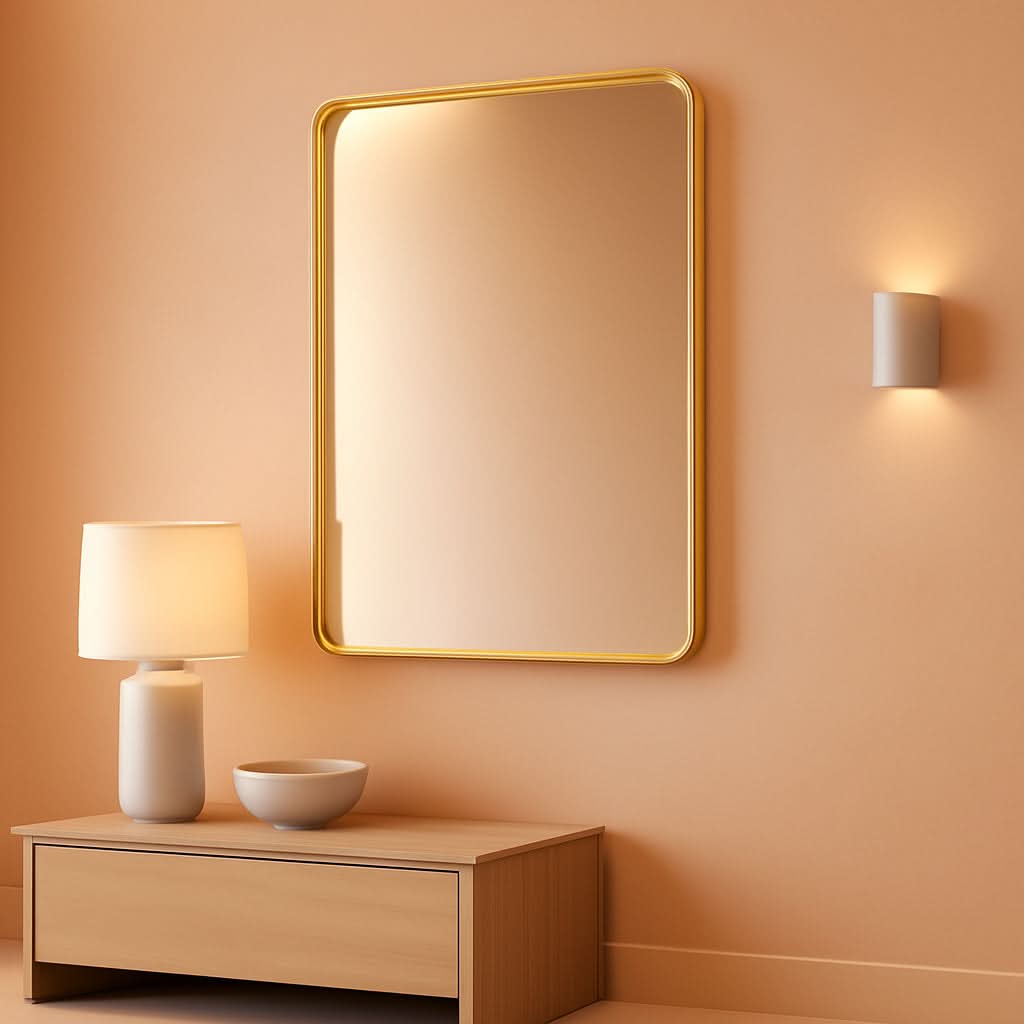 Bathroom Mirror 22x30 Inch Wall Mounted Gold Frame Tempered