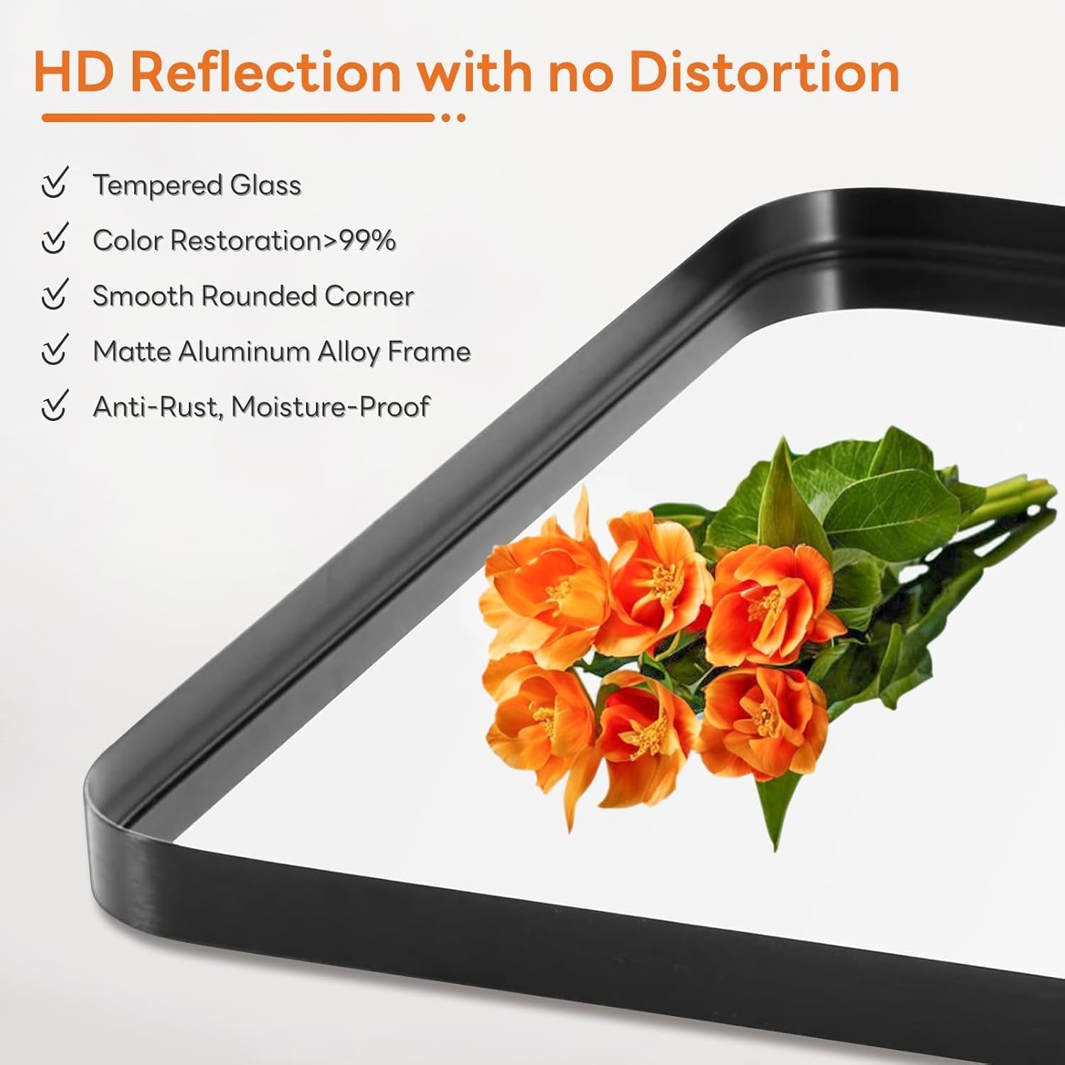 Bathroom Mirror 30 By 22 Inch Black Metal Frame Wall Mount