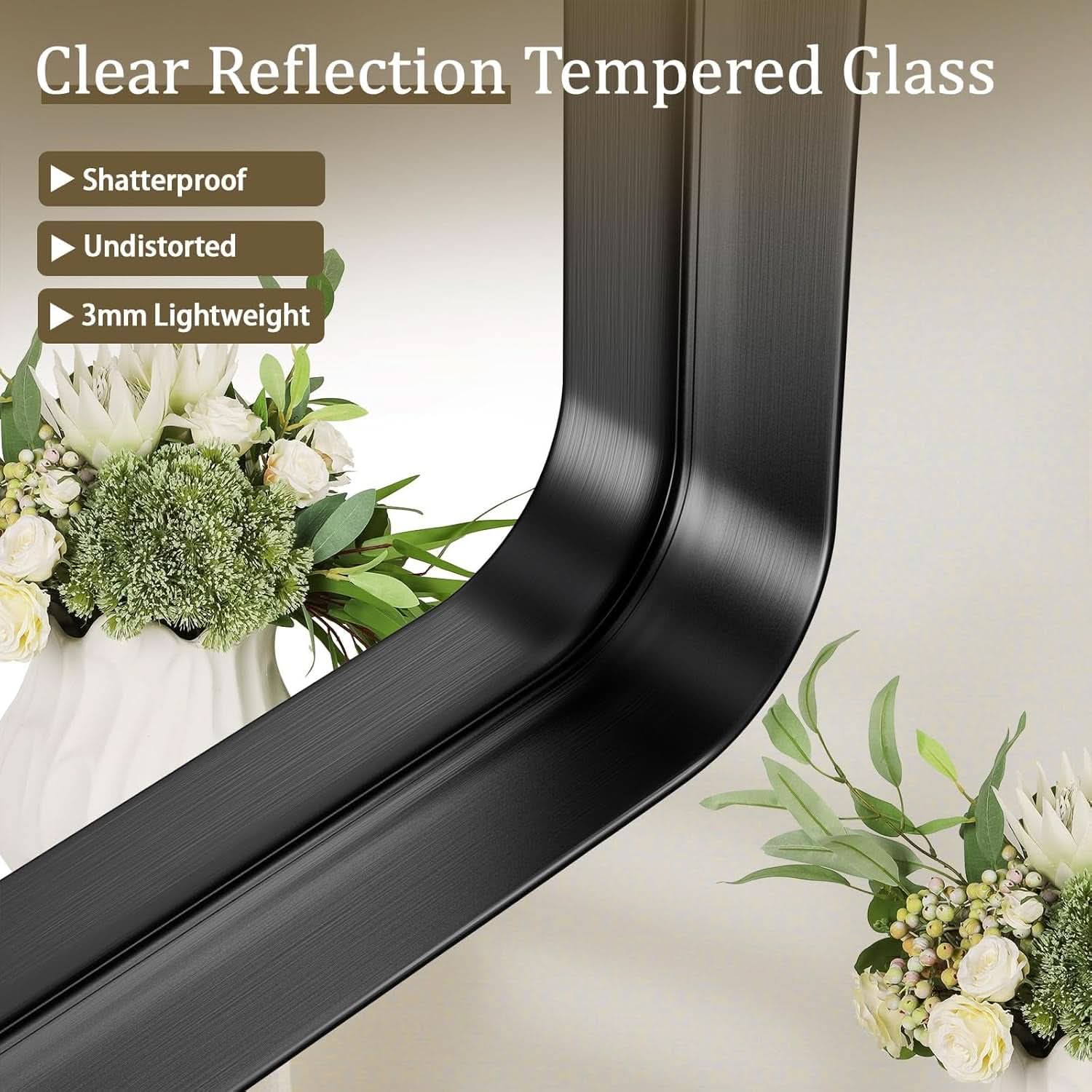 Bathroom Mirror 30x48 Inch Black Deep Frame Wall Mirror
