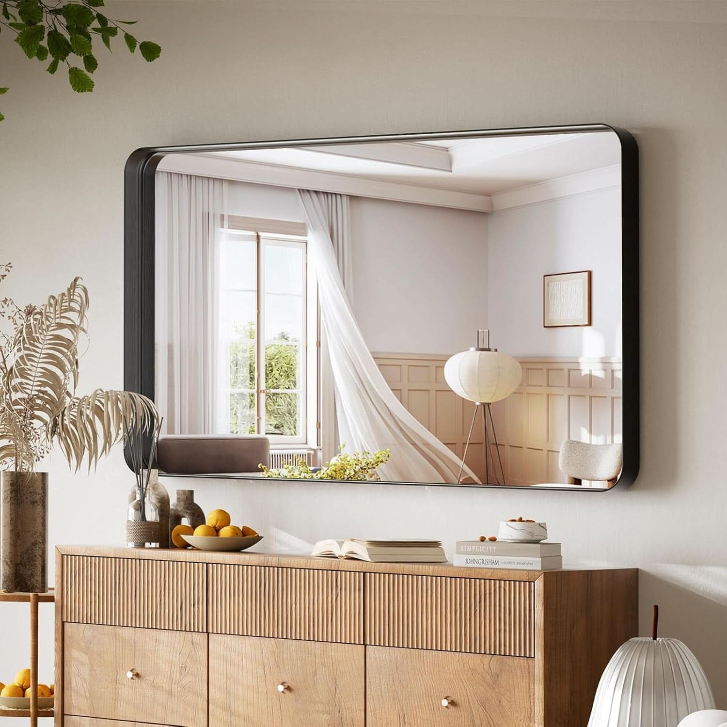 Bathroom Mirror 30x48 Inch Black Deep Frame Wall Mirror