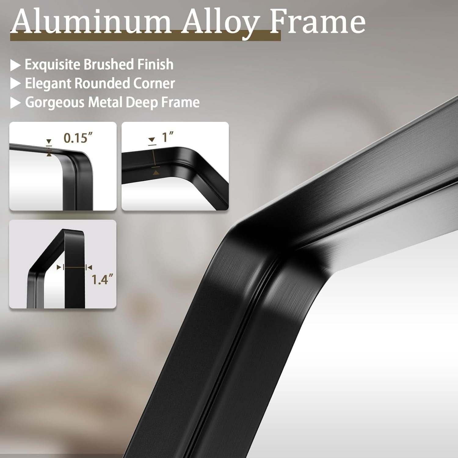 Bathroom Mirror 30x48 Inch Black Deep Frame Wall Mirror