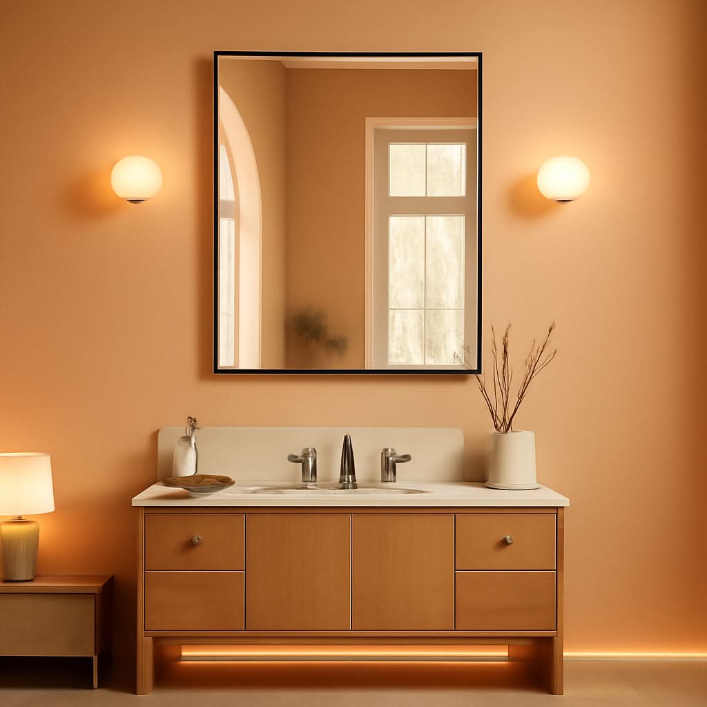 Bathroom Wall Mirror 24x36 Inch Black Stainless Steel Frame