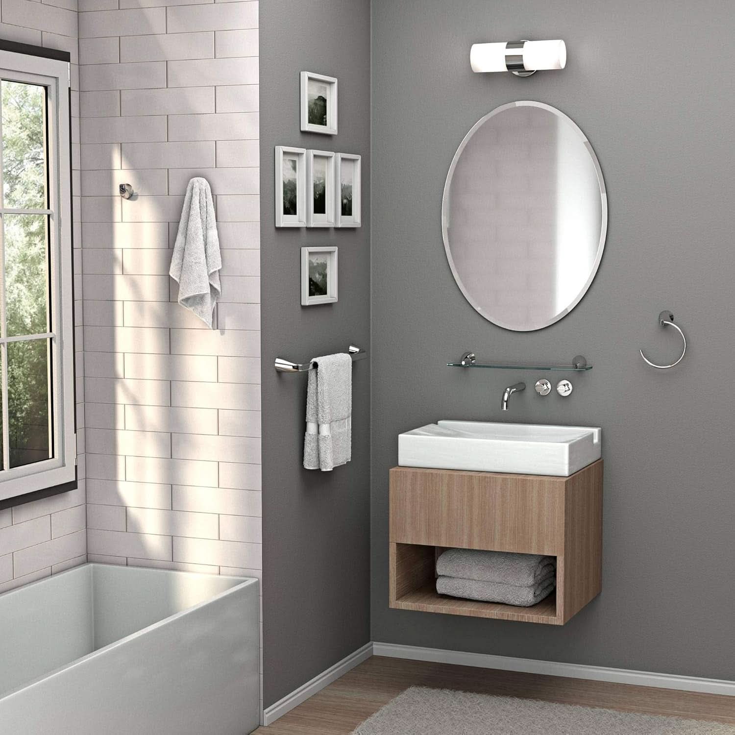 Bathroom Wall Mirror 32 Inch High 24 Inch Wide Beveled Frameless Oval For Bath Vanity And Living Room