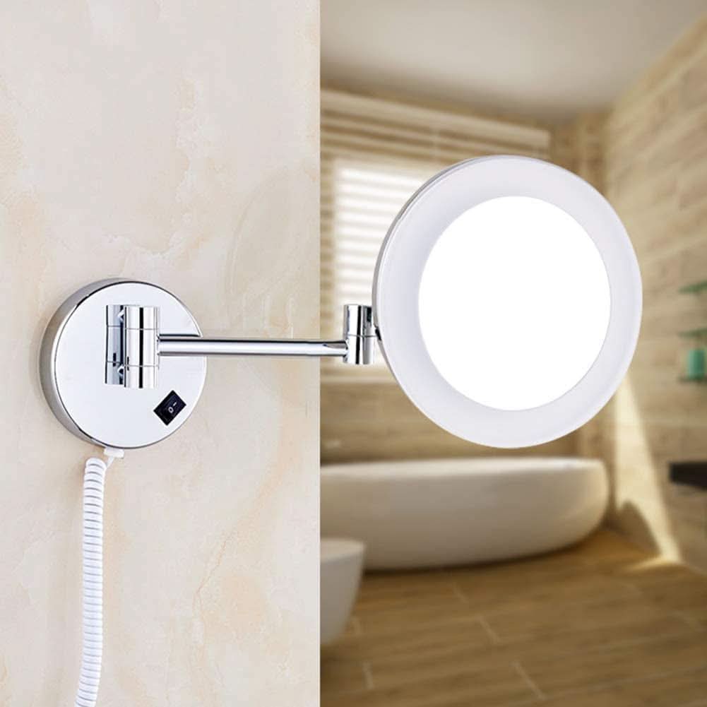 Bathroom Wall Mounted Retractable Magnifying Mirror With Acrylic Frame