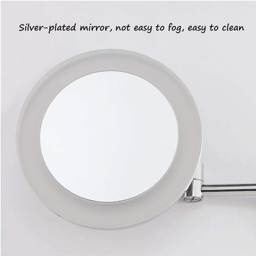 Bathroom Wall Mounted Retractable Magnifying Mirror With Acrylic Frame