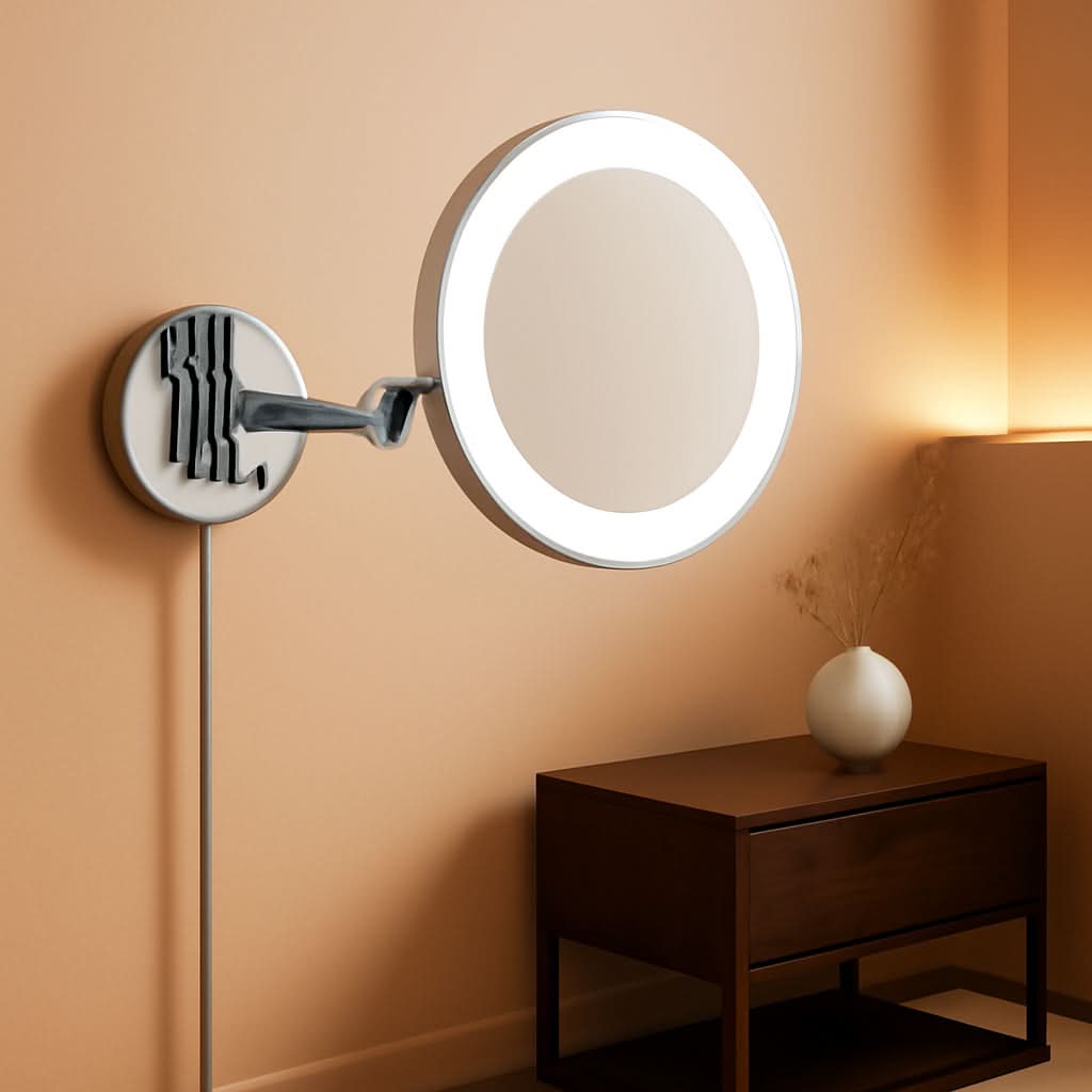 Bathroom Wall Mounted Retractable Magnifying Mirror With Acrylic Frame