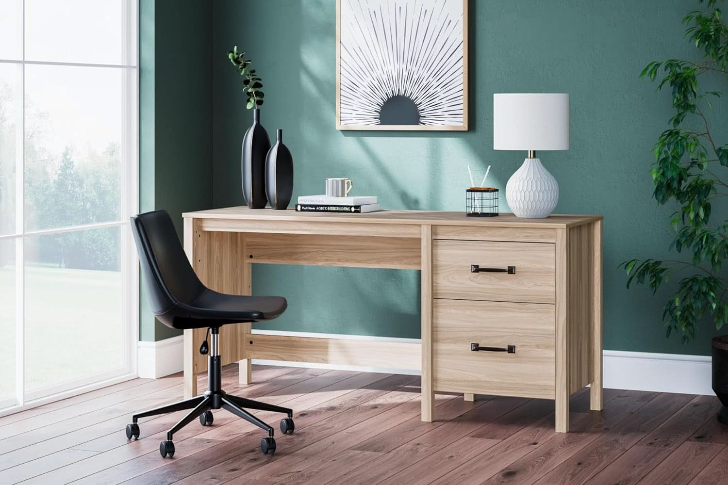 Battelle 60 Inch Wide Light Brown Home Office Desk