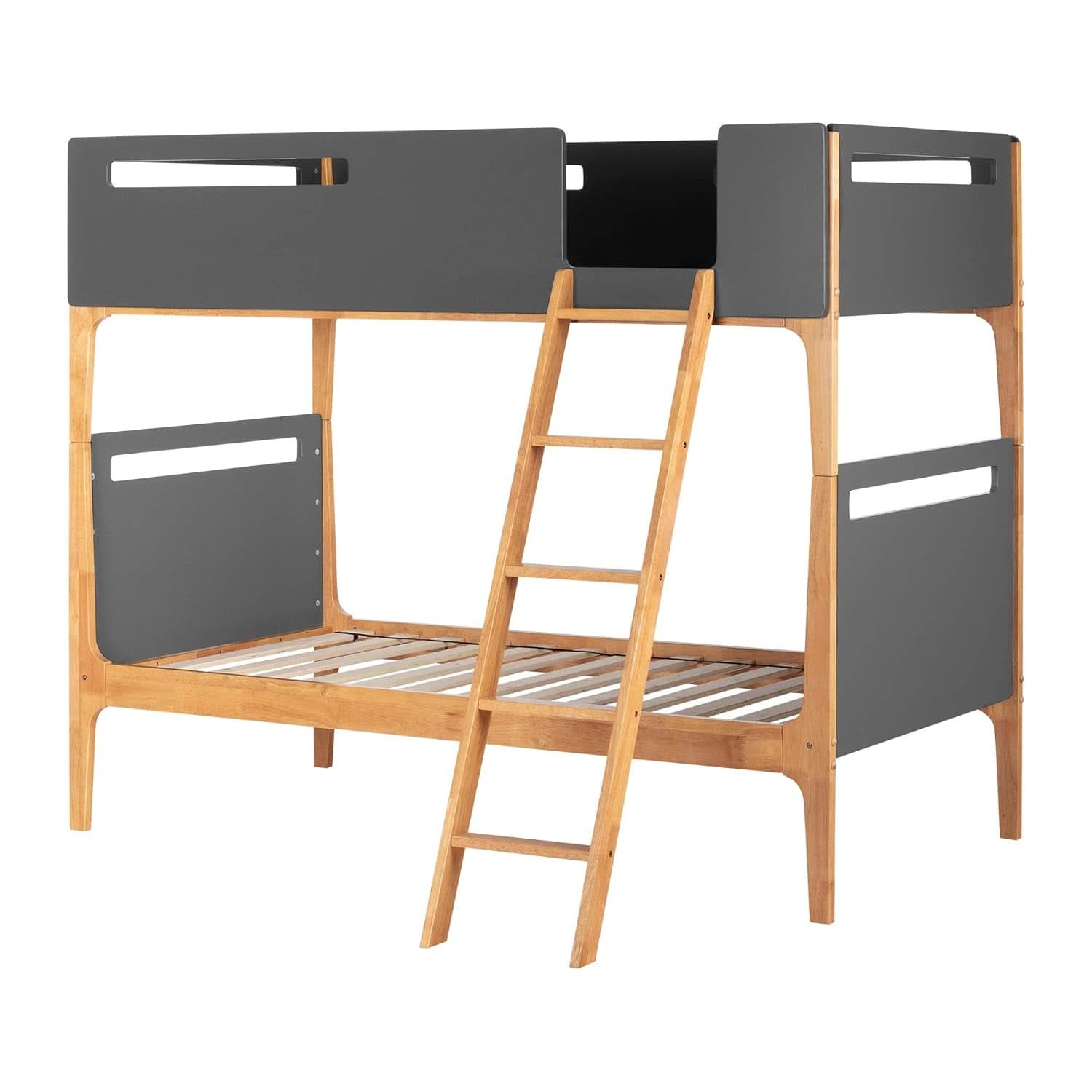 Bebble Twin Bunk Bed Charcoal Gray With Angled Ladder