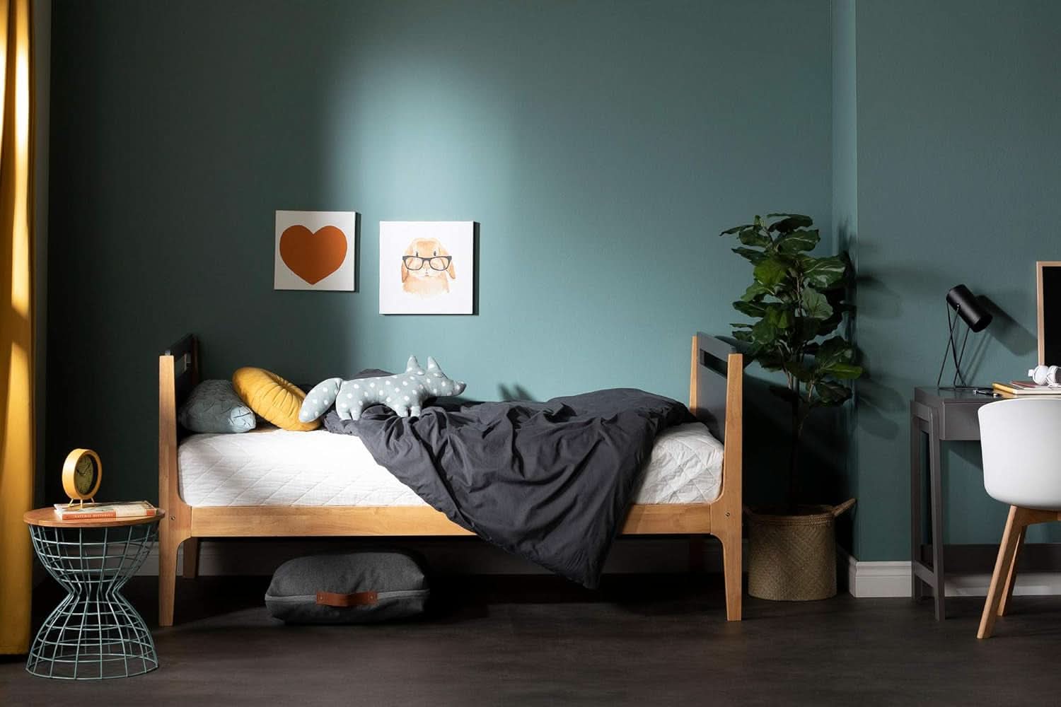 Bebble Twin Bunk Bed Charcoal Gray With Angled Ladder