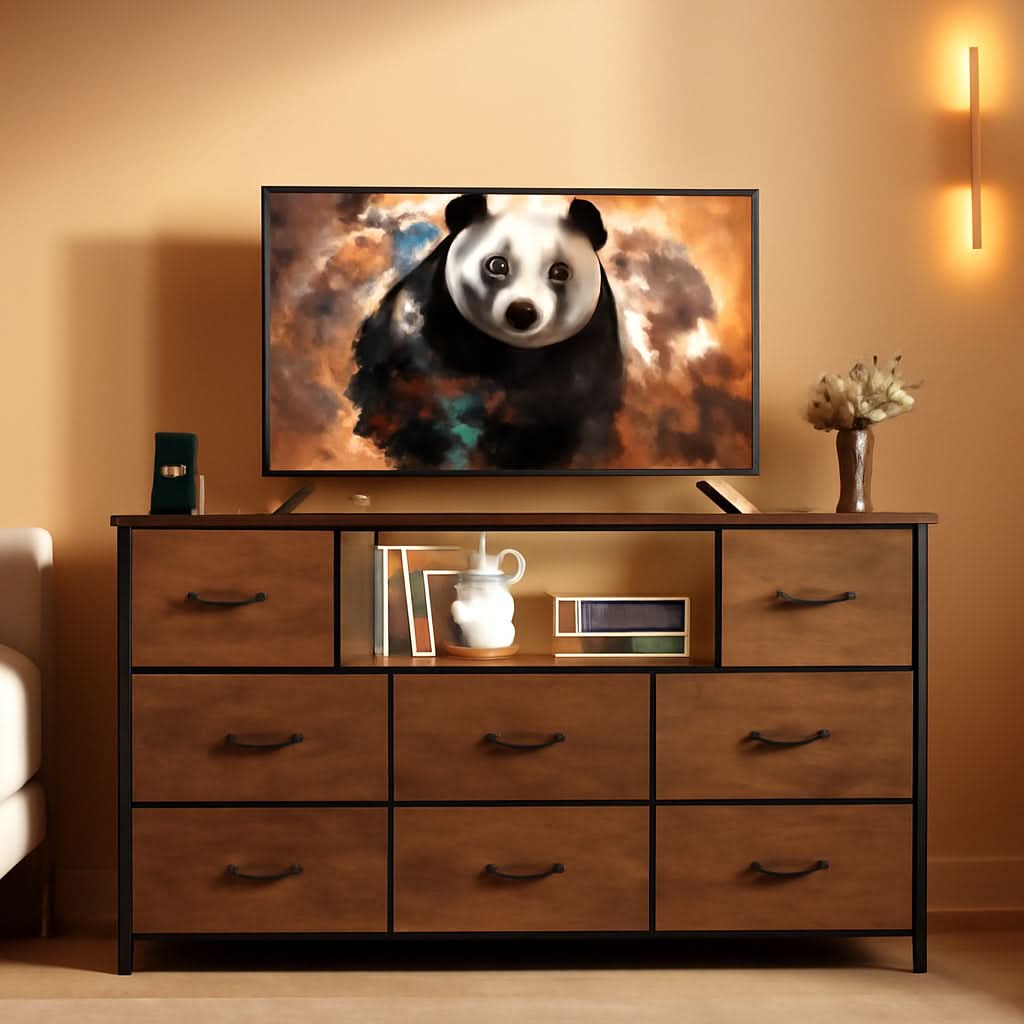 Bedroom Dresser TV Stand 55 Inch TV With Charging Station