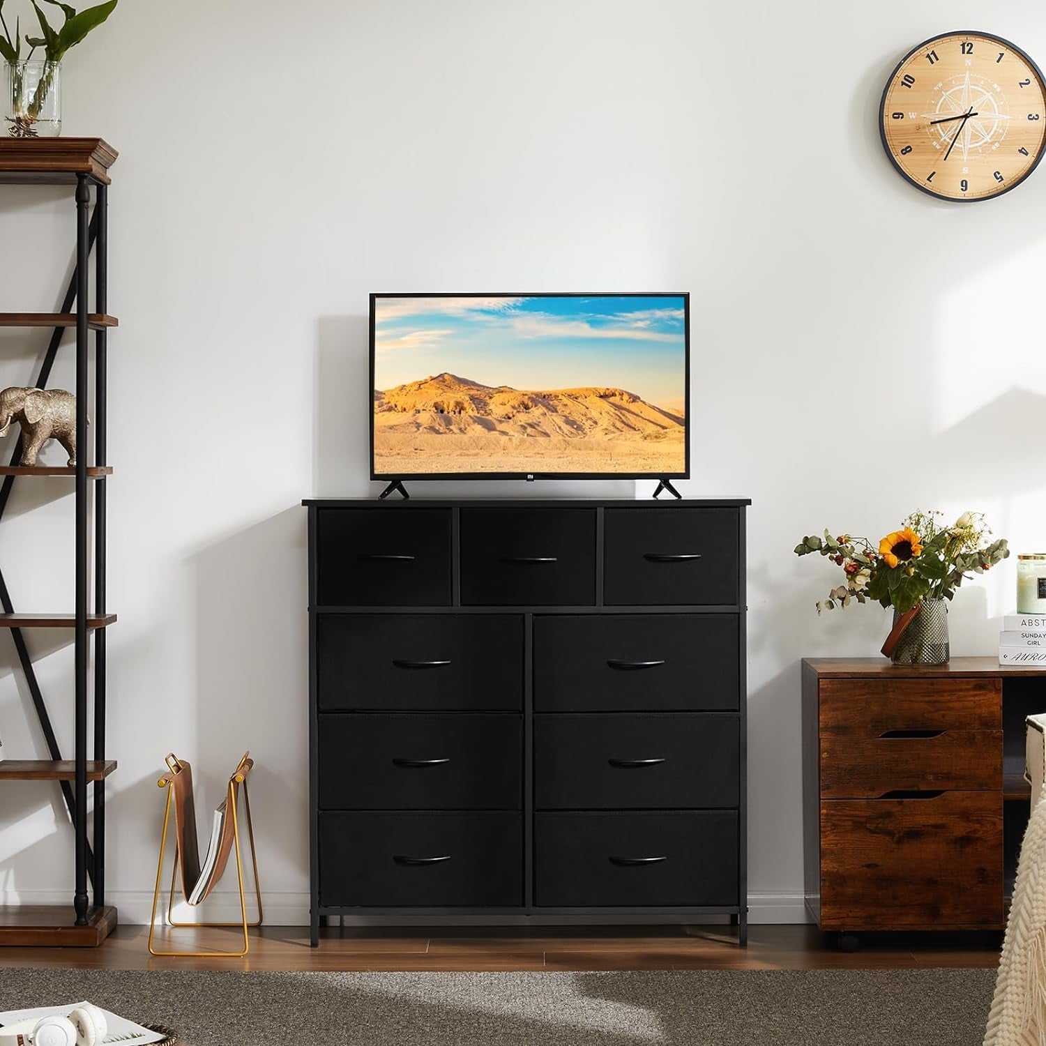 Bedroom Dresser With Nine Drawers And Metal Frame Sturdy