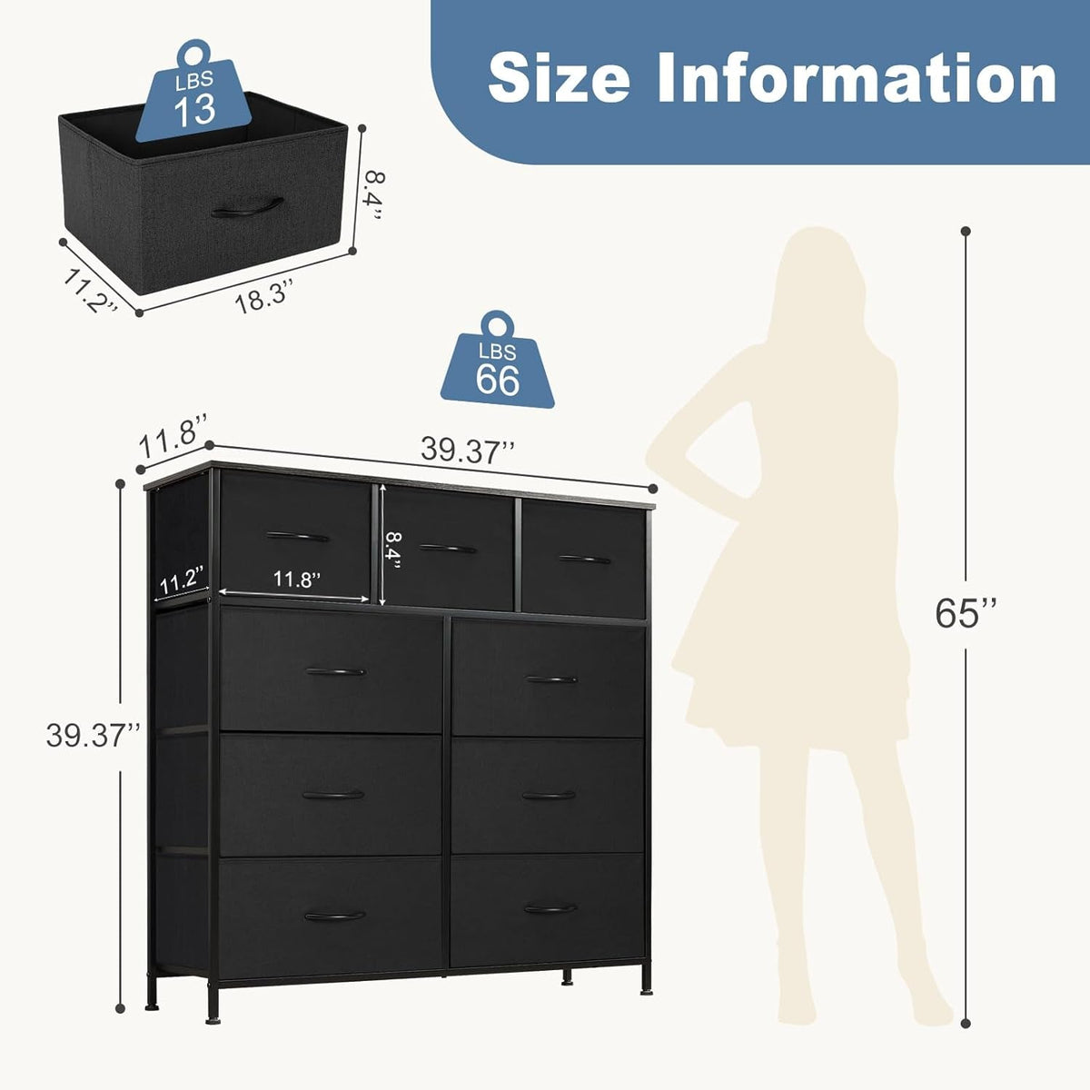 Bedroom Dresser With Nine Drawers And Metal Frame Sturdy