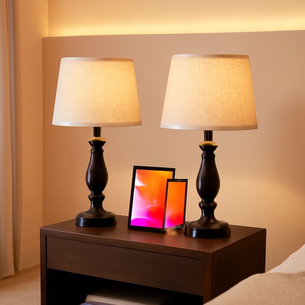 Bedside Table Lamps Set Of 2 With USB Ports And Dimmable