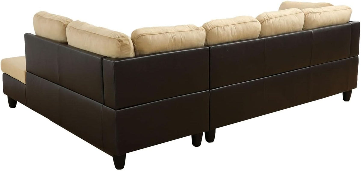 Beige 105 Inch L Shaped Sectional Sofa With Storage Ottoman