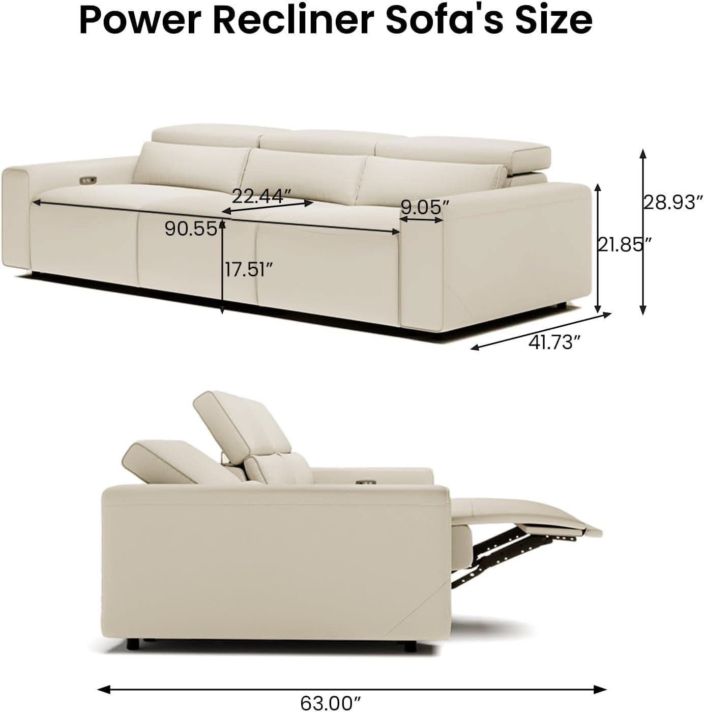 Beige 108 Inch Ultra Power Leather Modular Sectional
