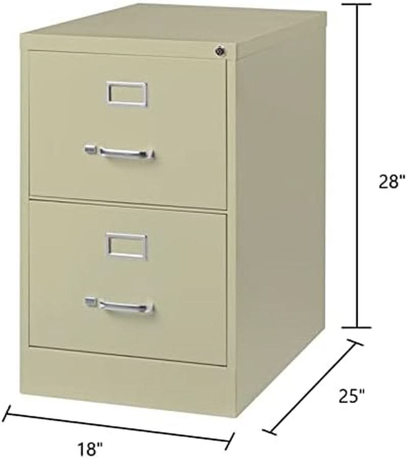 Beige 2 Drawer Locking Metal Vertical File Cabinet
