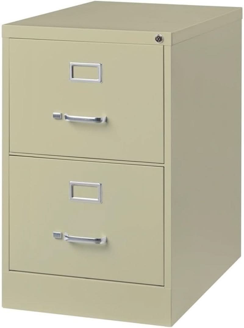 Beige 2 Drawer Locking Metal Vertical File Cabinet