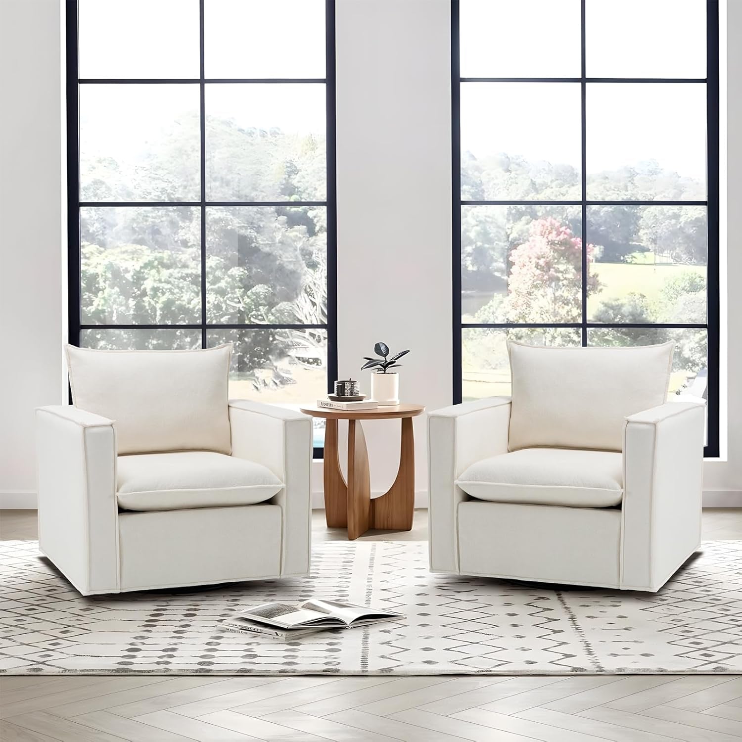 Beige 34 Inch Upholstered Accent Chair Modern Room