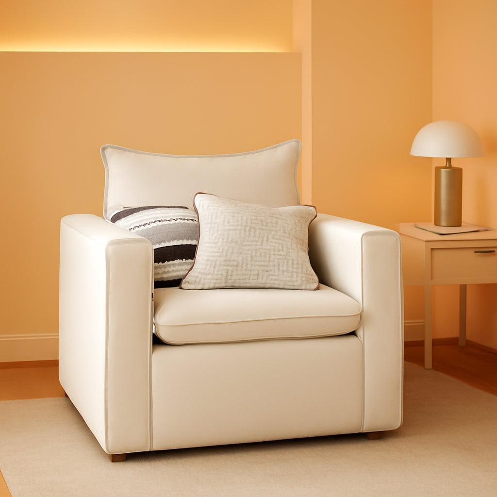 Beige 34 Inch Upholstered Accent Chair Modern Room