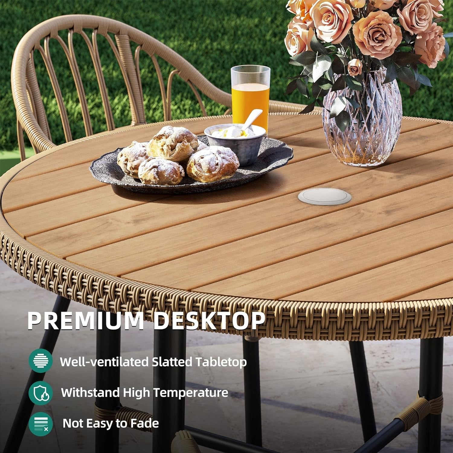 Beige 5 Piece Outdoor Patio Dining Set For Garden Balcony