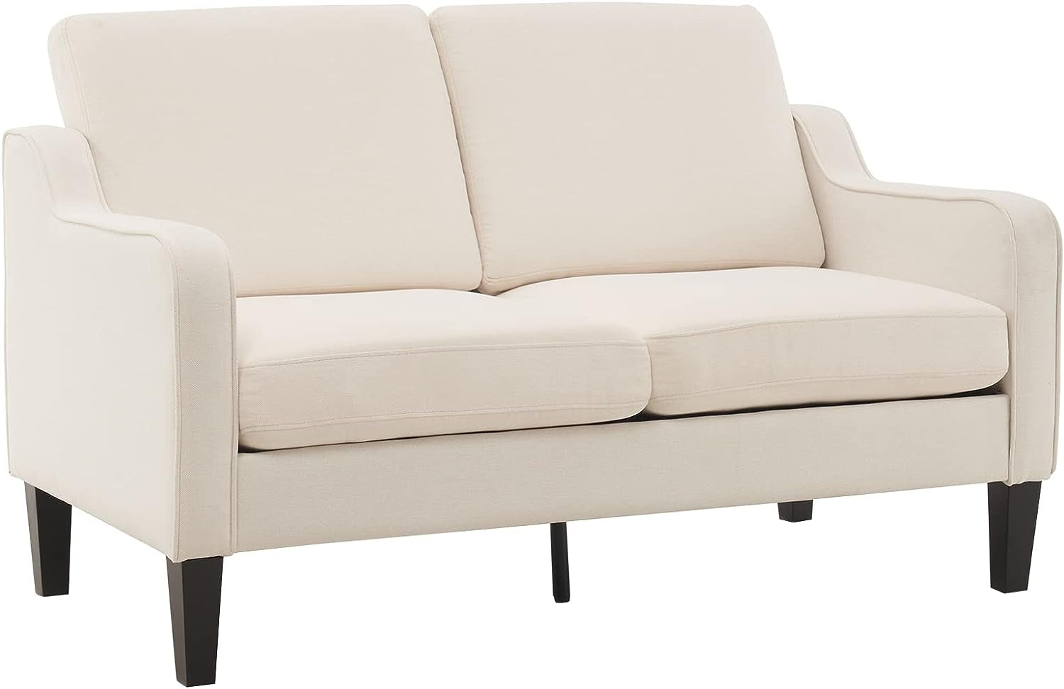 Beige 53 Inch Mid Century Modern Loveseat Space Saving