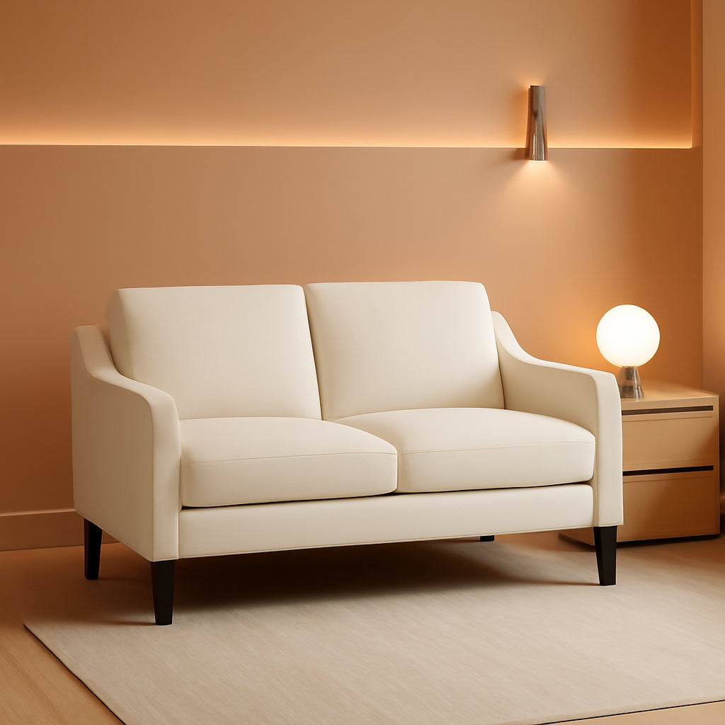 Beige 53 Inch Mid Century Modern Loveseat Space Saving