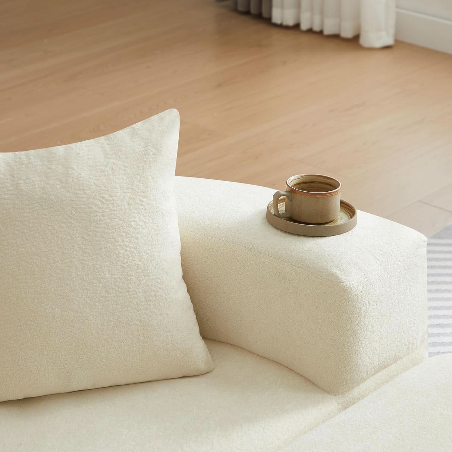 Beige 71Inch Convertible Sleeper Sofa Bed Upholstered