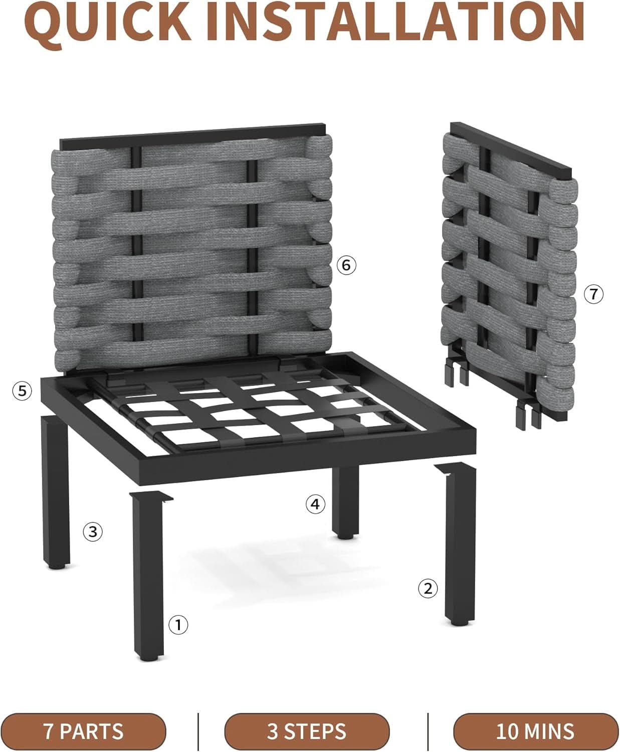 Beige 8 Piece Patio Furniture Set With Thick Cushions