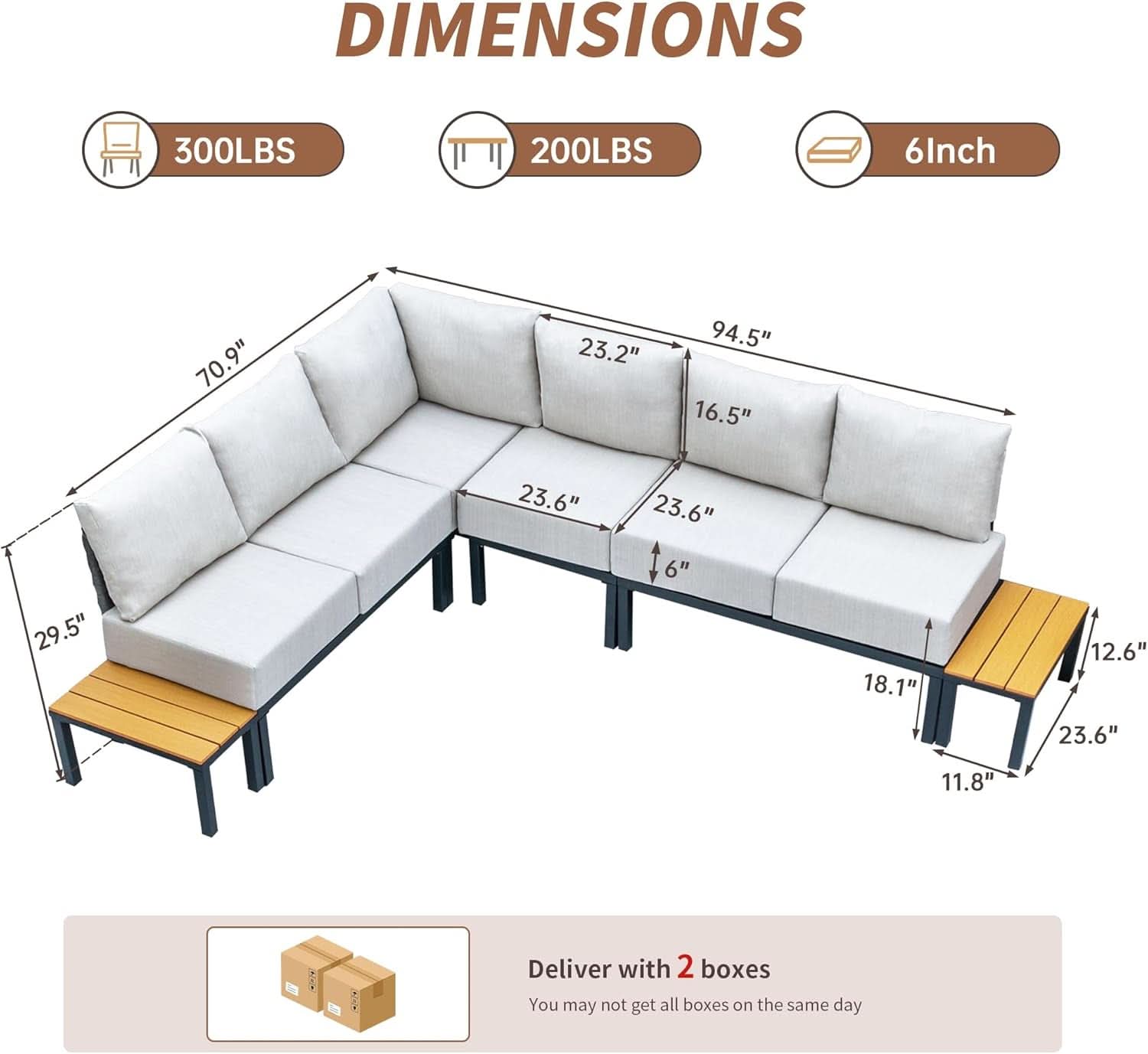 Beige 8 Piece Patio Furniture Set With Thick Cushions