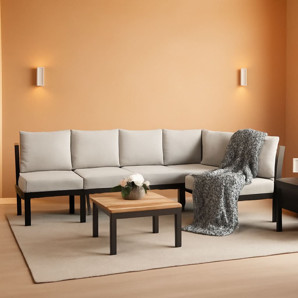 Beige 8 Piece Patio Furniture Set With Thick Cushions