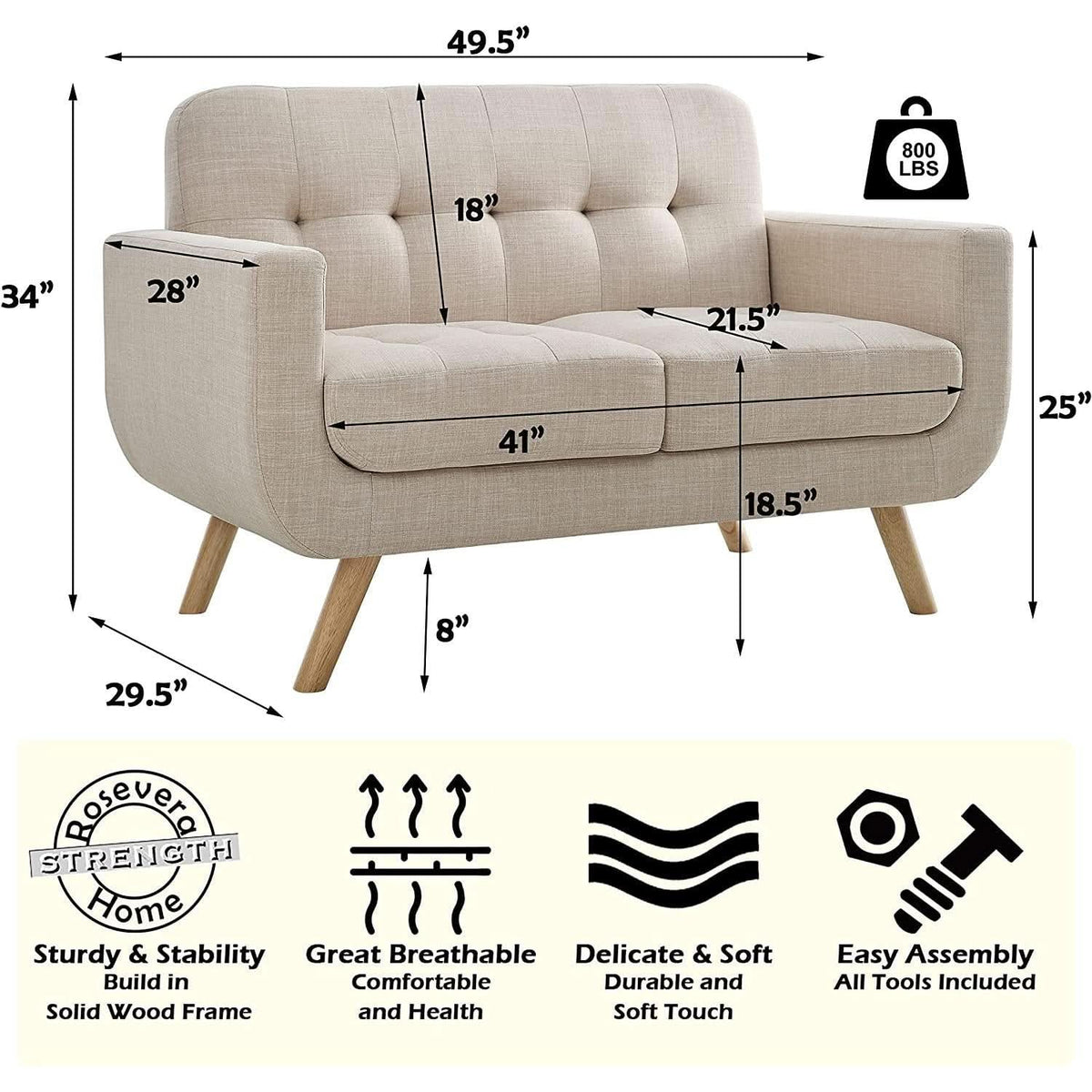Beige Accent Armchair For Living Room Modern Design